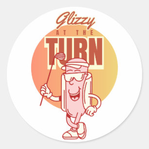 Adesivo Redondo Fim de Semana dos Homens Caos Retro Glizzy Na Curv