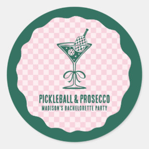 Adesivo Redondo Fim de semana moderno de Pickleball e Prosecco par