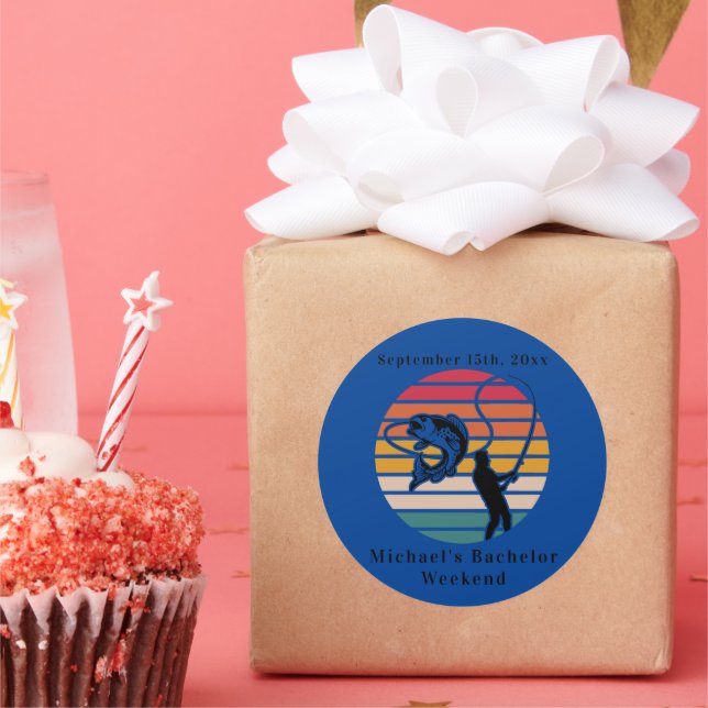 Adesivo Redondo Fim de Semana Personalizado de Pesca para Solteiro (Festa)