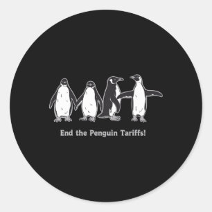 Adesivo Redondo Fim do Cartoon de Tarifas de Pinguins Design Salve