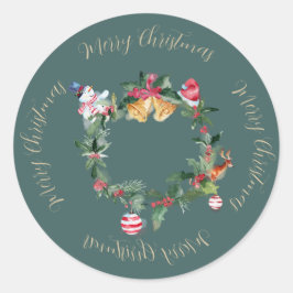 Adesivo Redondo Fina de Natal com Bells e Holly