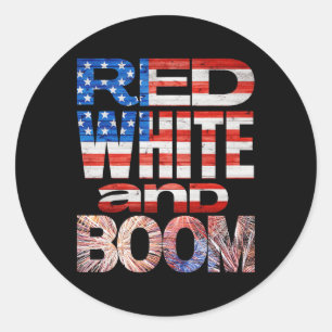 Adesivo Redondo Finale Do Quarto De Julho, Red White E Boom Firewo