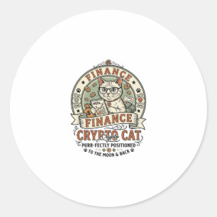 Adesivo Redondo Finanças Crypto Cat Finanças Crypto Cat Vintage Ve
