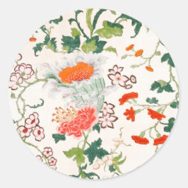 Adesivo Redondo Fine Chinese silk flower design mid 18th century