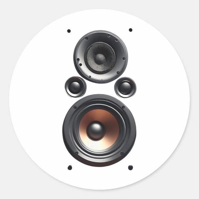 Adesivo Redondo Fingir que sou um Auto-falante de áudio estéreo, f (Frente)
