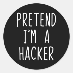 Adesivo Redondo Fingir que sou um Hacker Costume Halloween Engraça