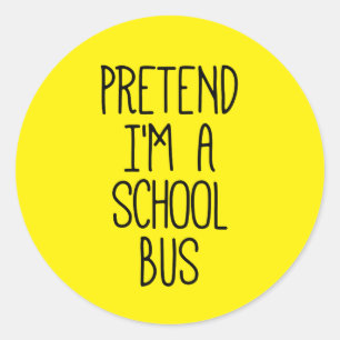 Adesivo Redondo Fingir que sou um ônibus escolar Halloween engraça