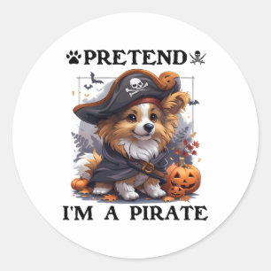 Adesivo Redondo Fingir que sou um pirata pastor de Shetland Hallow