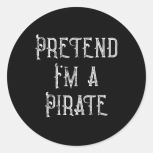 Adesivo Redondo Fingir que sou uma fantasia pirata de Halloween pr