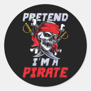 Adesivo Redondo Fingir que sou uma festa de fantasias de piratas D