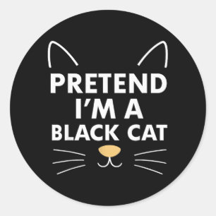 Adesivo Redondo Fingir Um Gato Preto Roupa Fácil e Divertida para