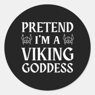 Adesivo Redondo Fingir Uma Deusa Viking - Funny Lazy Halloween