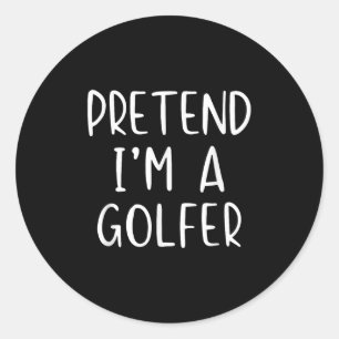Adesivo Redondo Finja Golfer Costume Halloween Simples Golfe Engra