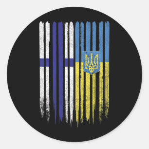Adesivo Redondo Finlândia Ucrânia Bandeira Finlandesa Ucraniana