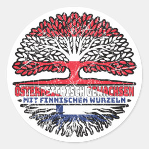 Adesivo Redondo Finnland Finnisch Österreichisch Österreich Baum
