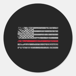 Adesivo Redondo Fino Red Line American Flag Fireman Suporte a Fi