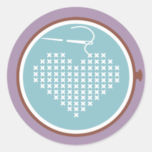 Adesivo Redondo Fio de agulha de bordado cruzado