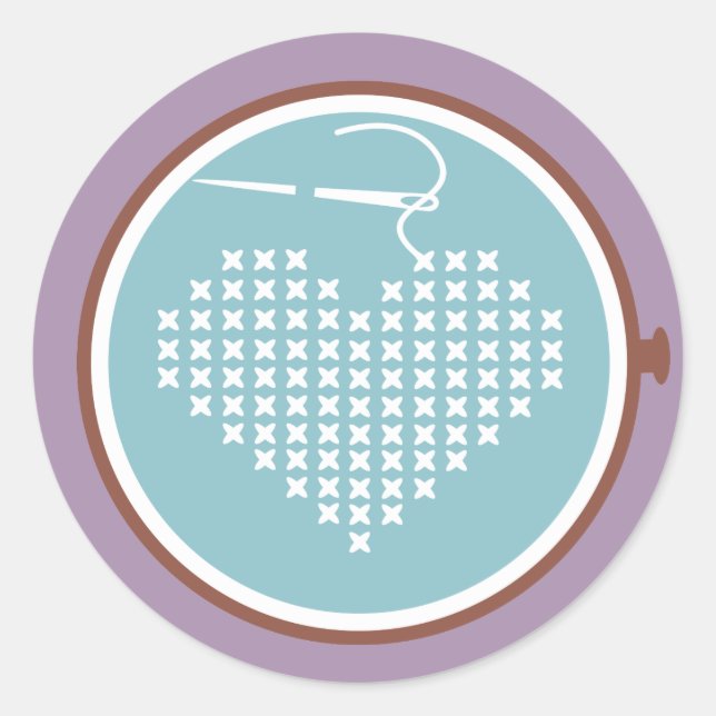 Adesivo Redondo Fio de agulha de bordado cruzado (Frente)