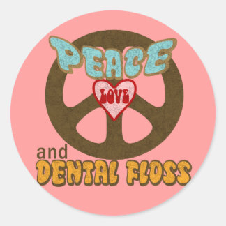 Adesivo Redondo Fio Dental do Peace Love