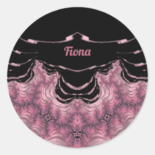 Adesivo Redondo FIONA ~ Preto e Rosa ~