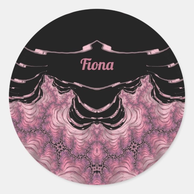 Adesivo Redondo FIONA ~ Preto e Rosa ~  (Frente)