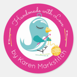 Adesivo Redondo Fios de anzol de pássaros-cegueira, feitos à mão,