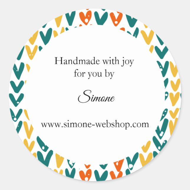 Adesivo Redondo Fios de tricô, lã feita à mão (Frente)