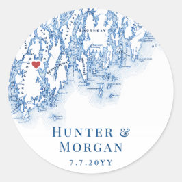 Adesivo Redondo Fippsburg Maine Map Sticker Envelope Selo