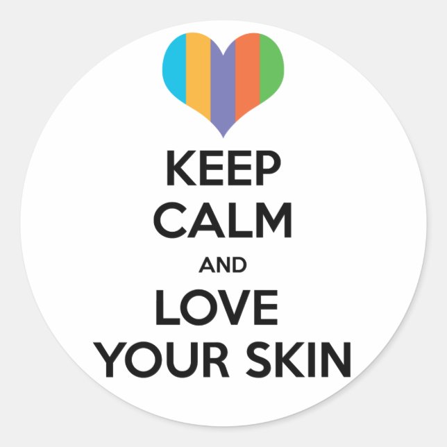 Adesivo Redondo Fique calmo e ame sua pele R+F (Frente)