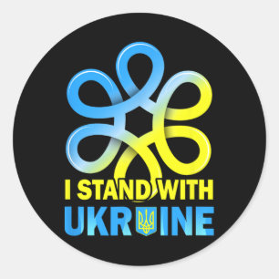 Adesivo Redondo Fique Com A Bandeira Da Ucrânia Anti-Putin Diga Nã