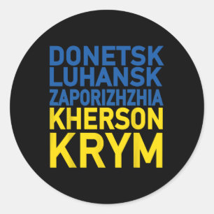 Adesivo Redondo Fique Com a Ucrânia Defendendo Donetsk 