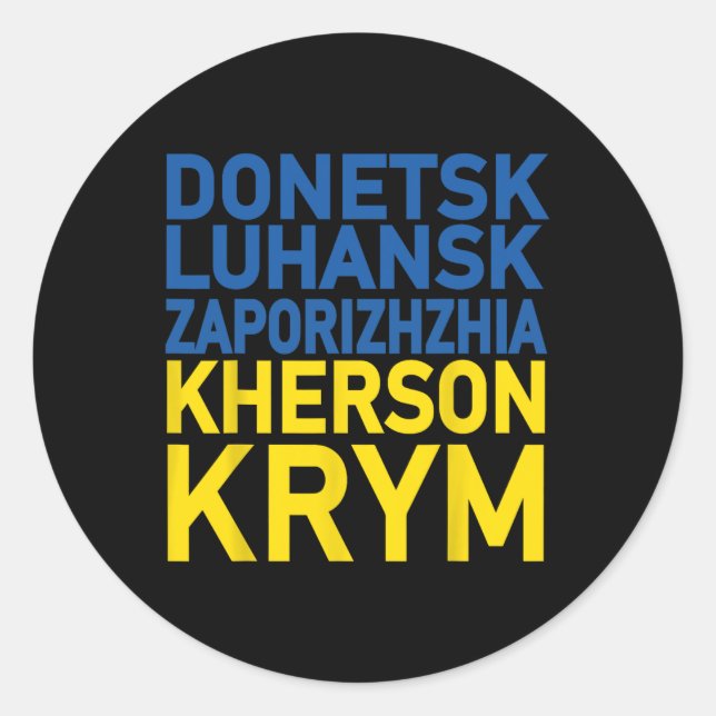 Adesivo Redondo Fique Com a Ucrânia Defendendo Donetsk  (Frente)