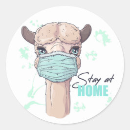 Adesivo Redondo Fique em casa, Llama