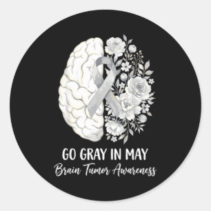 Adesivo Redondo Fique gris em maio tumor cerebral conscientização