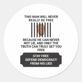 Adesivo Redondo Fique Livre Defenda Democracia De Mentiras