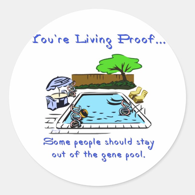 Adesivo Redondo Fique longe da Piscina do Gene (Frente)