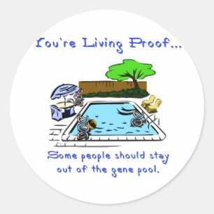 Adesivo Redondo Fique longe da Piscina do Gene