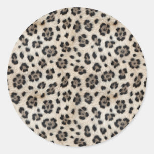 Adesivo Redondo Fique Selvagem Leopardo da Neve Olhar de Faux Fur