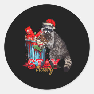 Adesivo Redondo Fique Trashy Christmas Raccoon Engraçado Famoso