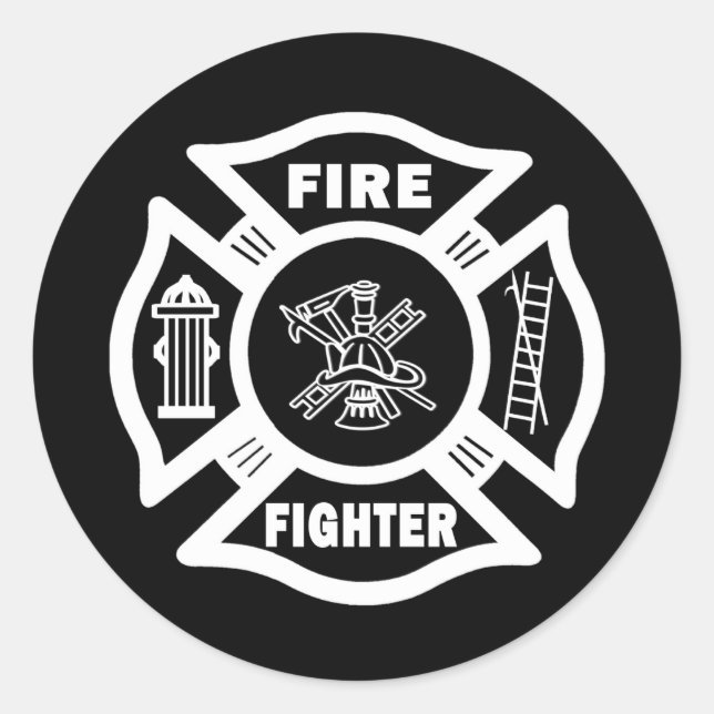 Adesivo Redondo Fire Fighter Maltês (Frente)