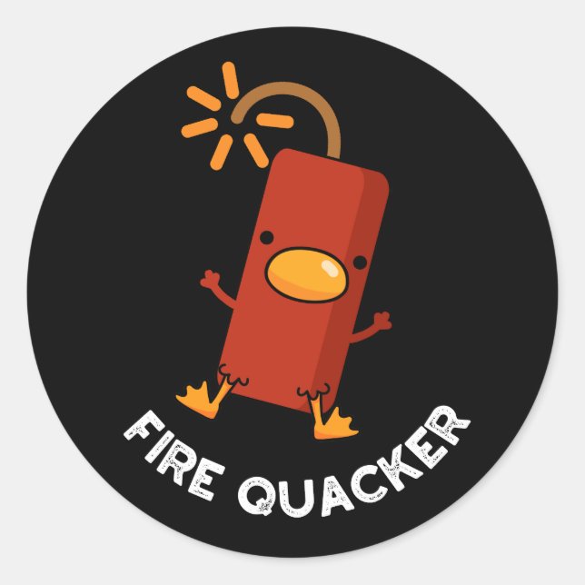 Adesivo Redondo Fire Quacker Funny Fireworks Pun Dark BG (Frente)
