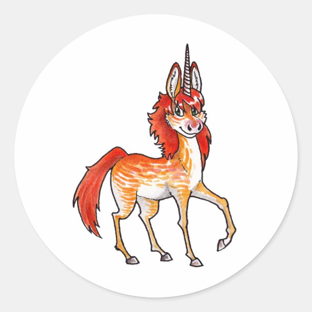Adesivo Redondo Fire Unicorn (Frente)