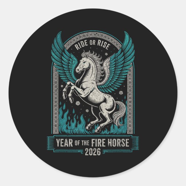 Adesivo Redondo Fire Year Of The Horse – Chinese Zodiac New Year 2 (Frente)