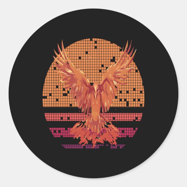 Adesivo Redondo Firebird Fantasy Fire Phoenix Surge de Ashes (Frente)