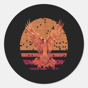Adesivo Redondo Firebird Fantasy Fire Phoenix Surge de Ashes