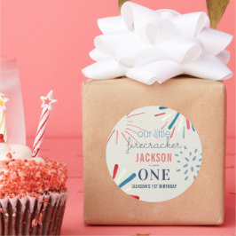 Adesivo Redondo Firecracker 4 de julho Fireworks Aniversário