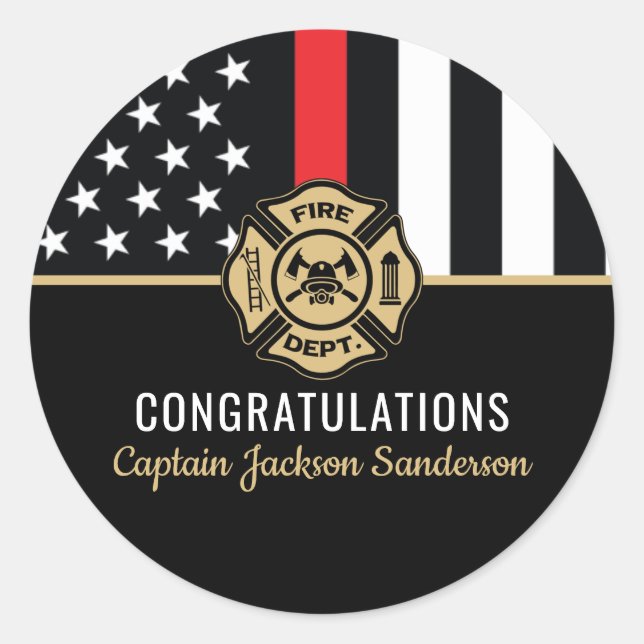 Adesivo Redondo Firefighter Fire Department Retirement Fireman (Frente)