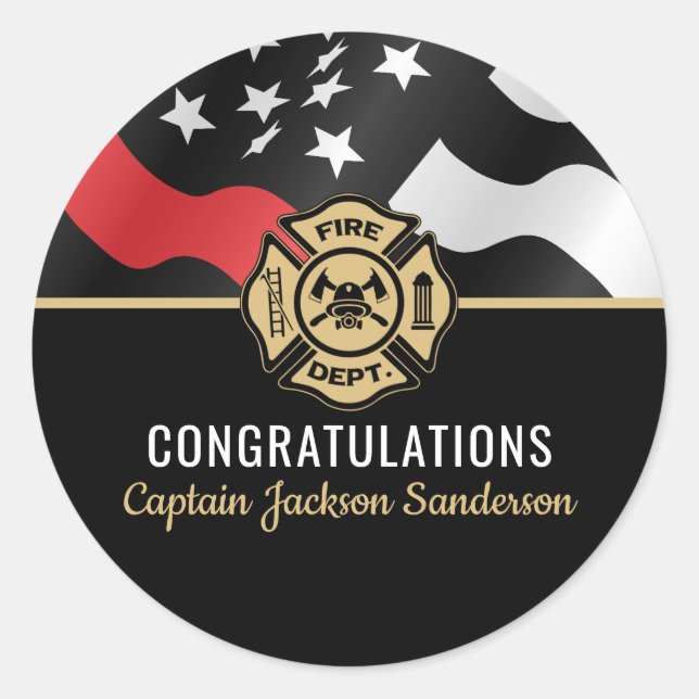 Adesivo Redondo Firefighter Retirement Fire Department Flag (Frente)