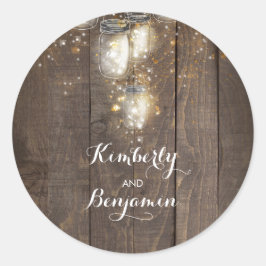 Adesivo Redondo Firefly Lights Mason Jars Casamento Russo