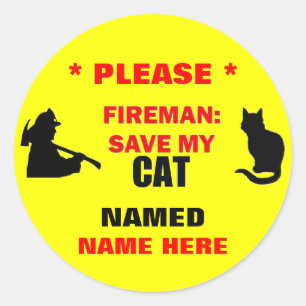 Adesivo Redondo Fireman Personalizado Salvar Meu Gato